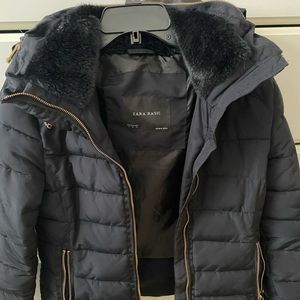 ZARA BLUE QUALITAD PARKA JACKET HOODED
